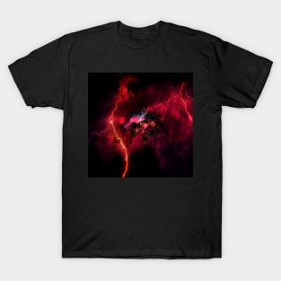 Red Lightning Stormy Electric Sky T-Shirt